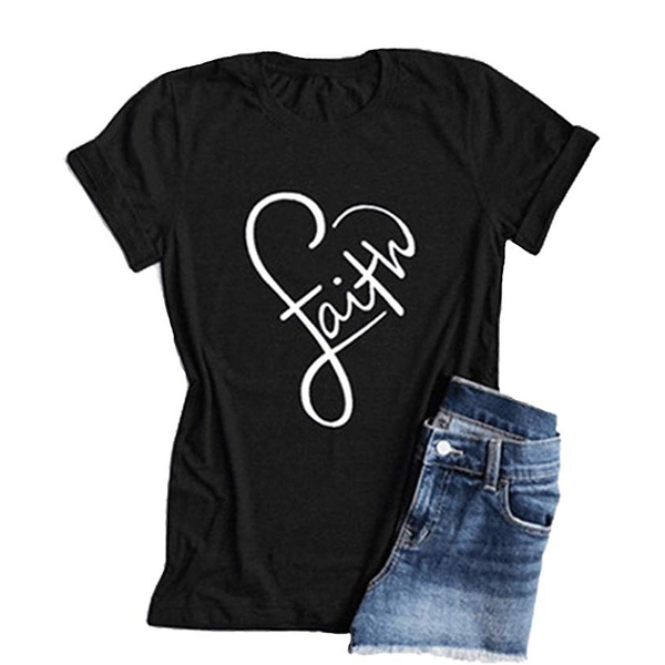 Casual Love Letter Printed Short-sleeve Tee