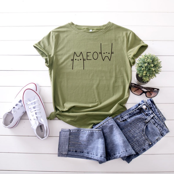 Casual Kitty Letter Print Tee