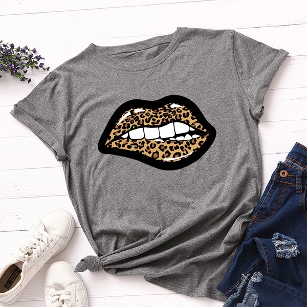 Casual Round collar Leopard Print Short Sleeve T-shirt